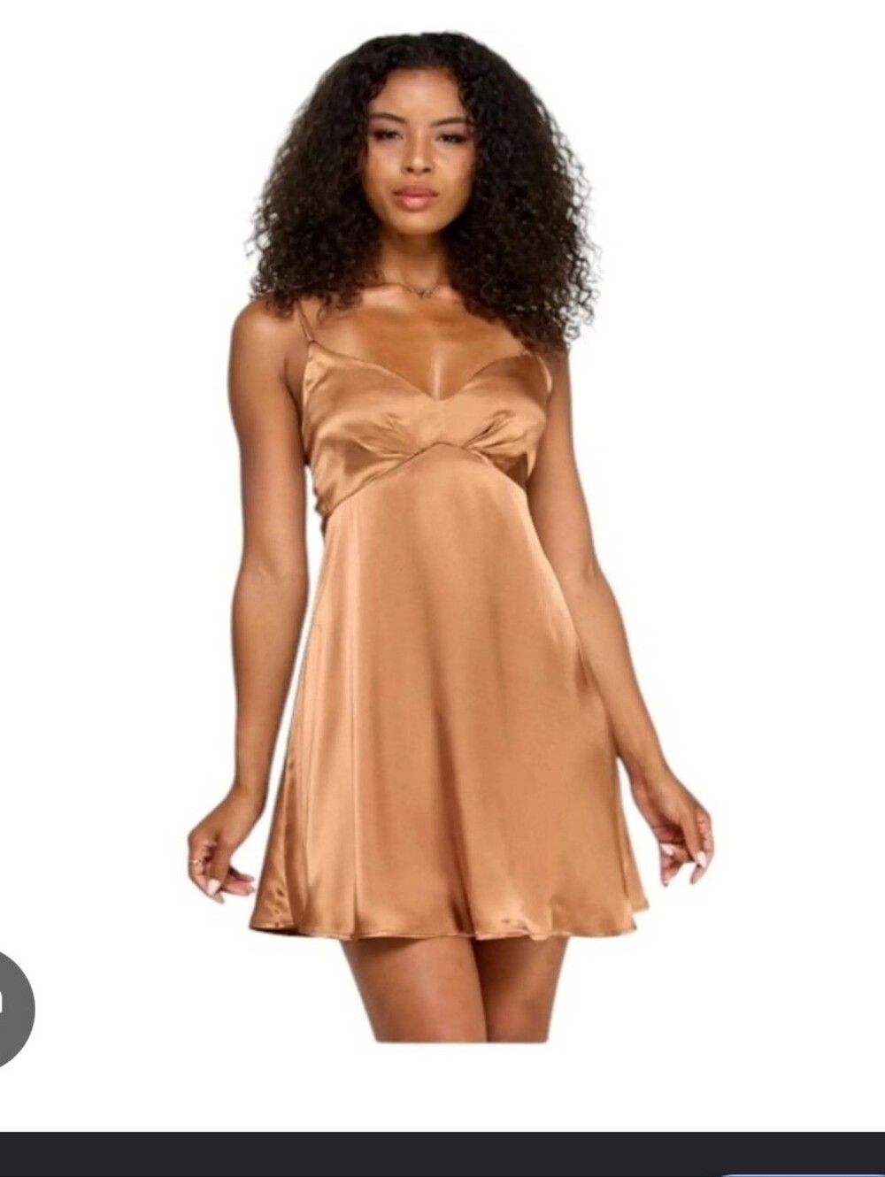 NWT Katia Rae Copper Satin Slip Dress XXS Strappy V Neck Midi Y2K